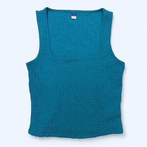 Old Navy Teal Textured Square-Neck Tank